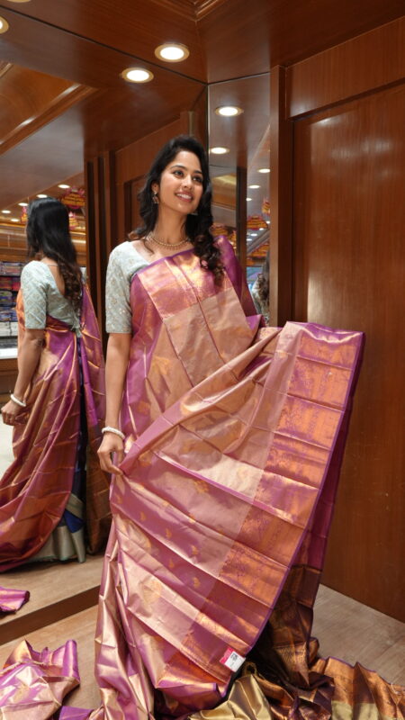 Azure Dream: Royal Blue and Pink Silk Saree