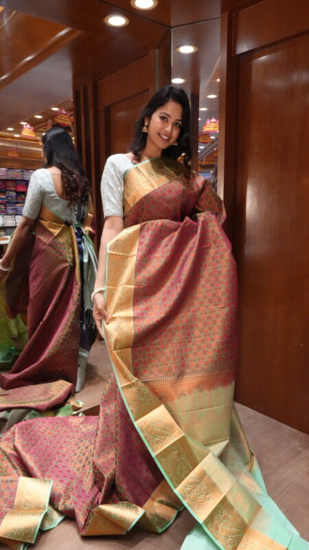 Festive Flare: Rich Red and Gold Silk Saree