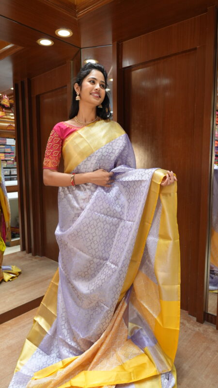 Lavender Mist & Golden Sun – Premium Soft Silk Saree